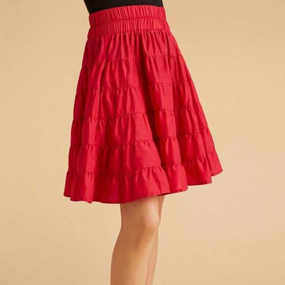 Merlette NYC Texel Skirt Swing Tiered Ruffle High Waisted Cotton M NWT 265106
